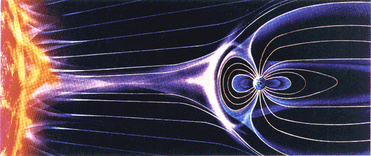 solar wind as it streaks by Earth